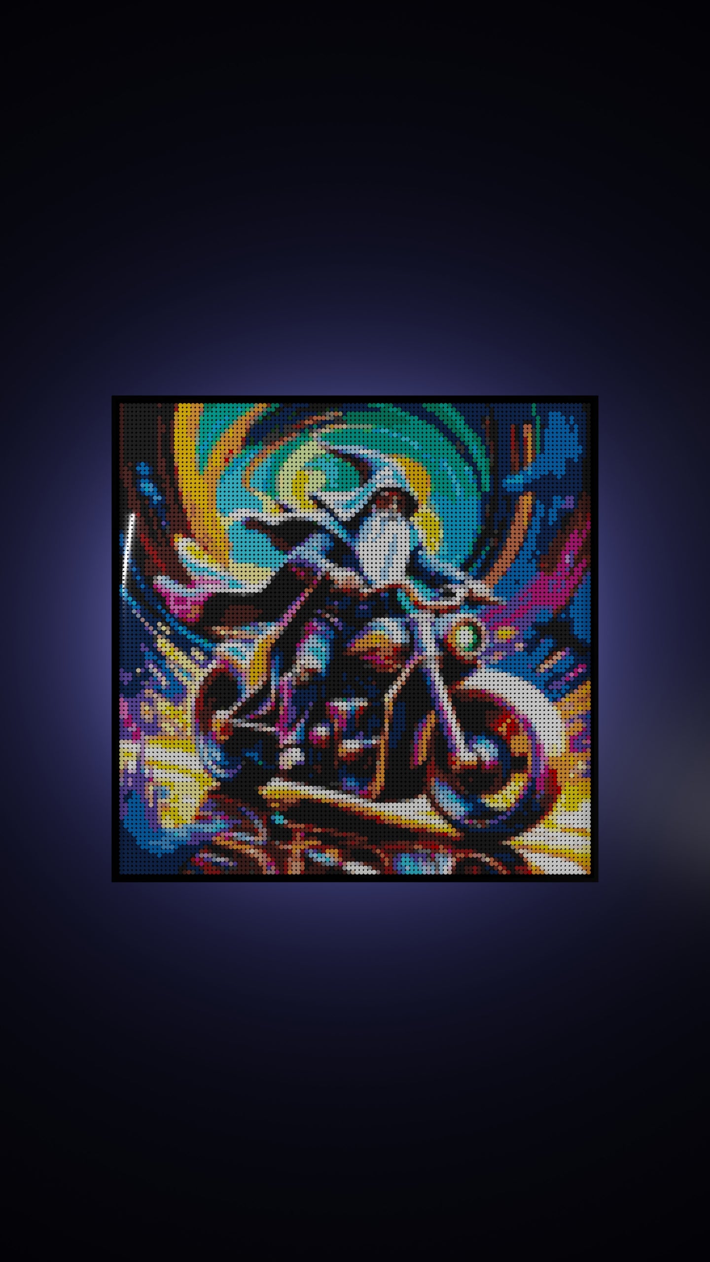 The Rune Roadster LEGO® Style mosaic wall art made from colorful plastic bricks